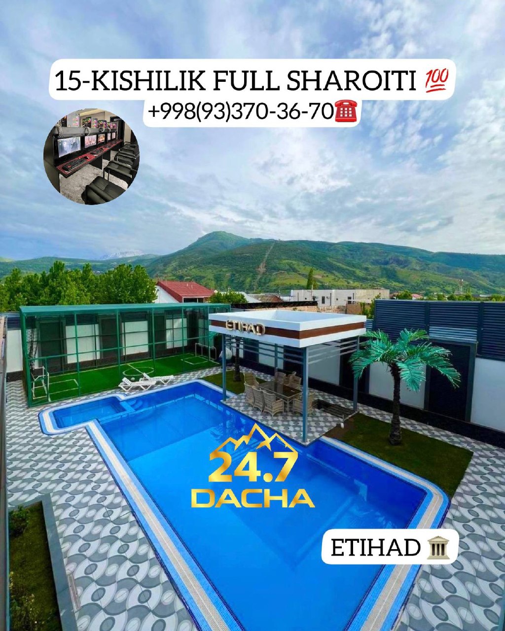 ETIHAD dacha ijarasi — Chorvoq Bochka — asosiy rasm | Dachala.uz